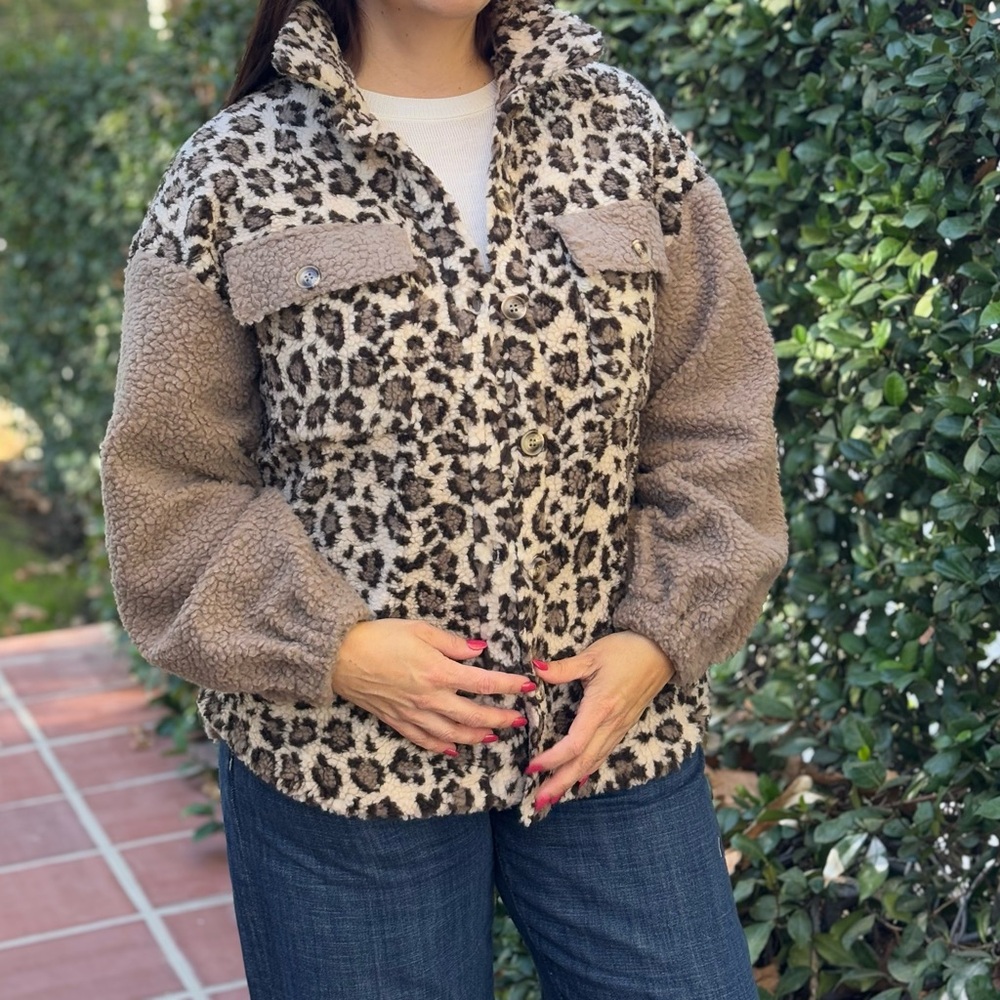 Leopard Print Sherpa Jacket